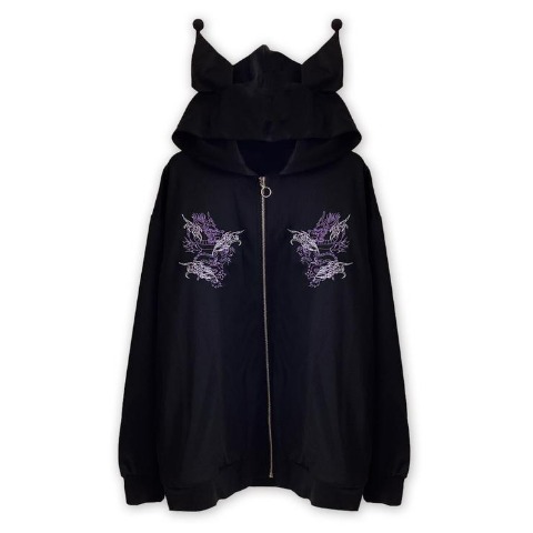 メンズ　耳付ジップパーカ（クロミ）