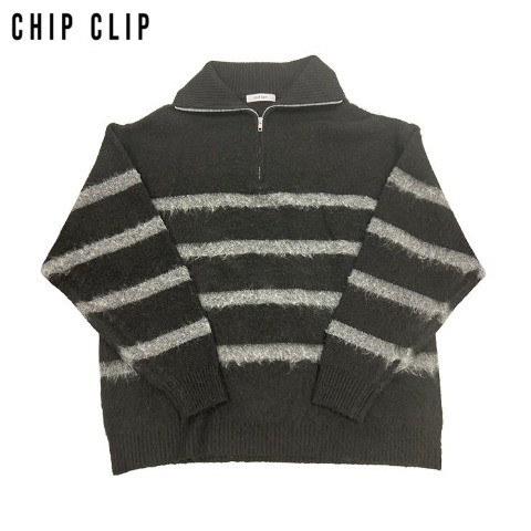 メンズ　ボーダー柄ニットプルオーバー（CHIP CLIP）