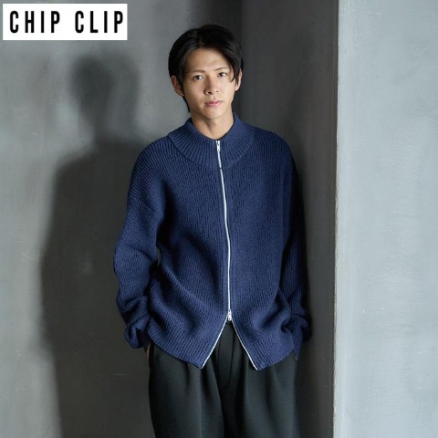 メンズ　ニットジップジャケット（CHIP CLIP）
