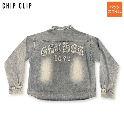 メンズ　ロゴ使いデニムシャツ（CHIP CLIP）