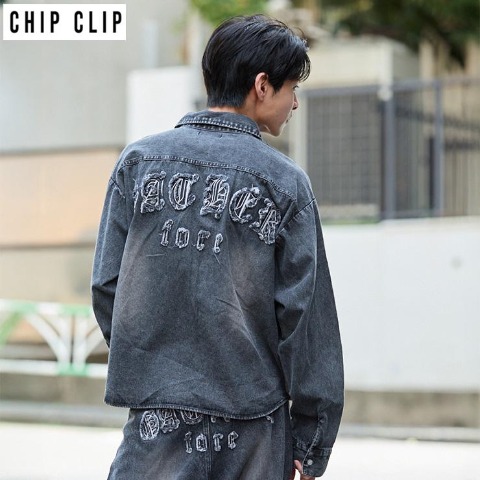 メンズ　ロゴ使いデニムシャツ（CHIP CLIP）