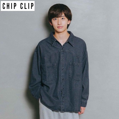 メンズ【M～LL】　デニムシャツ（CHIP CLIP）