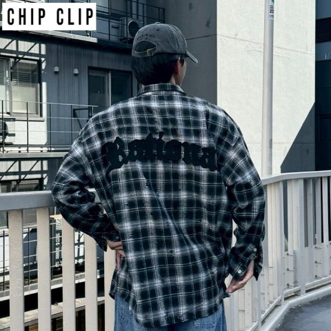メンズ　チェック柄シャツ（CHIP CLIP×KsG）