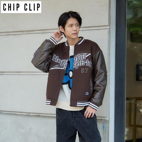 メンズ　袖切替スタジャン（CHIP CLIP）