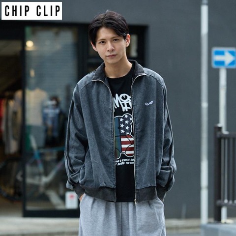 メンズ【M～LL】　デニムトラックジャケット（CHIP CLIP）