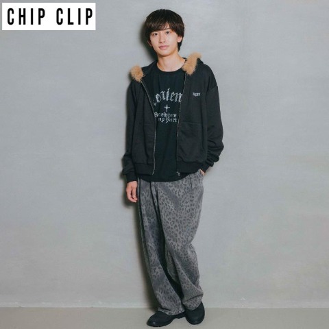 メンズ　ヒョウ柄ワイドパンツ（CHIP CLIP）