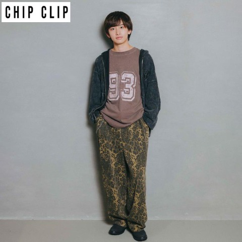 メンズ　ヒョウ柄ワイドパンツ（CHIP CLIP）