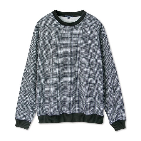 メンズ【3L～5L】　グレンチェック柄クルーネックトレーナー（RagOut）