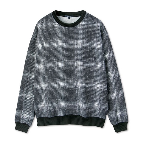 メンズ【3L～5L】　オンブレチェック柄クルーネックトレーナー（RagOut）
