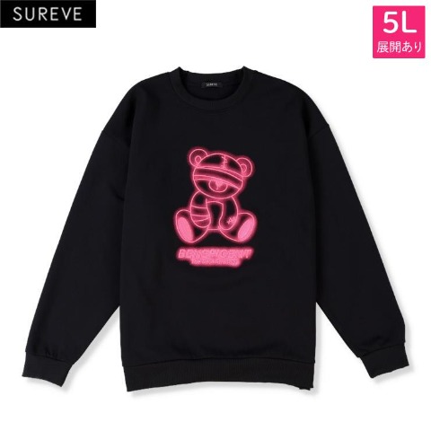 メンズ【3L～5L】　裏起毛ネオン刺繍トレーナー (SUREVE）