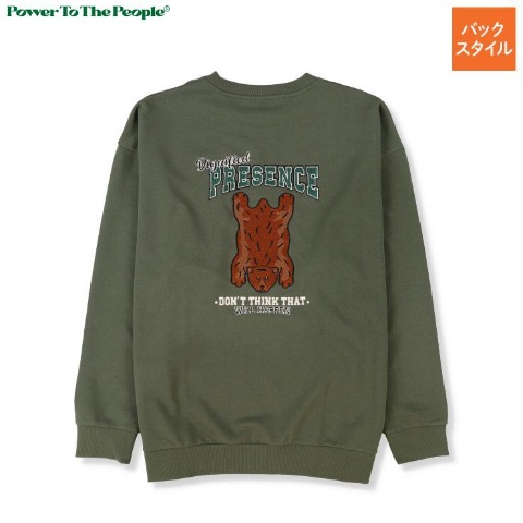 メンズ　ベアー刺しゅうトレーナー（POWER TO THE POPLE）