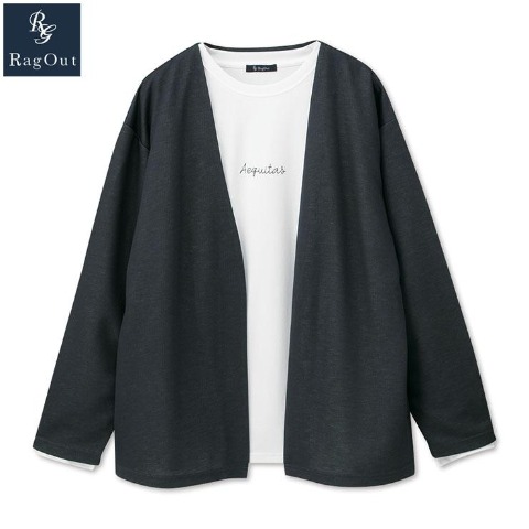 メンズ　カーディガン+長袖Tシャツ（RagOut）