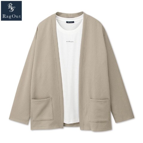 メンズ　カーディガン+長袖Tシャツ（RagOut）