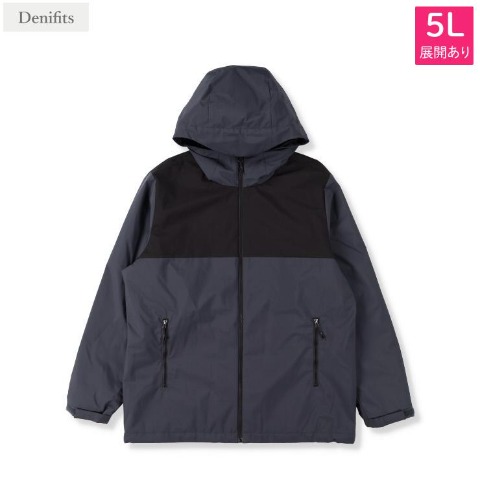 メンズ【3L～5L】　温度調節機能付き切替中綿パーカ（Denifits） ロイヤルブルー 107