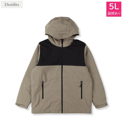 メンズ【3L～5L】　温度調節機能付き切替中綿パーカ（Denifits） ベージュ 214