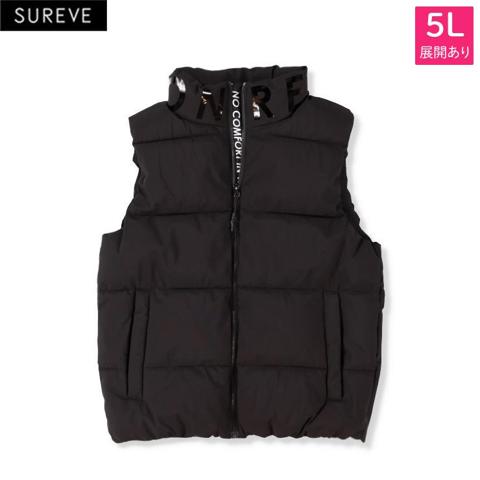 メンズ【3L～5L】　ネックロゴ中綿ベスト（SUREVE）
