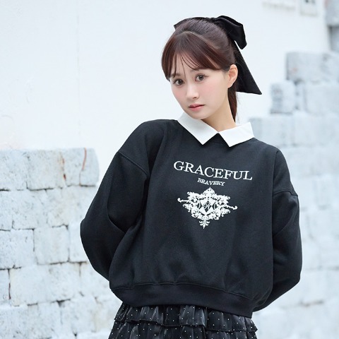 レディース【S～L】　襟付ロゴプルオーバー（CHIP CLIP）