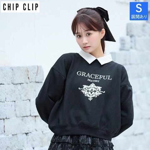 レディース【S～L】　襟付ロゴプルオーバー（CHIP CLIP）