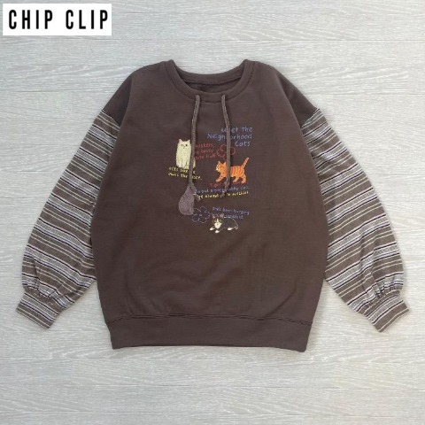 レディース　袖異素材プルオーバー（CHIP CLIP×はる）