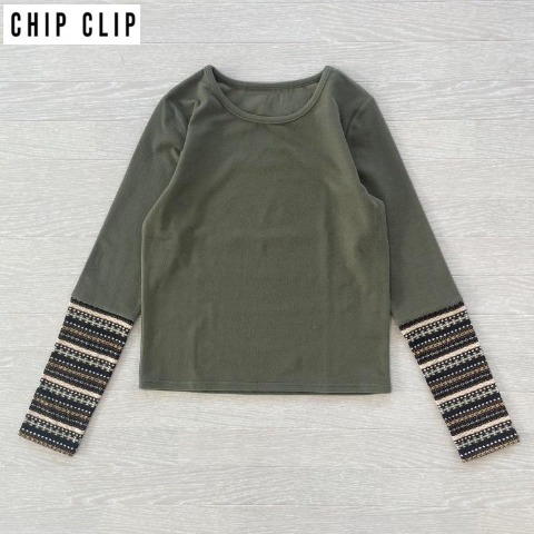 レディース　袖配色プルオーバー（CHIP CLIP×はる）