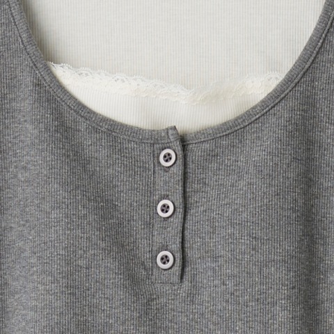 レディース【S～L】　カップ付裾切替ヘンリーネックプルオーバー（CHIP CLIP）