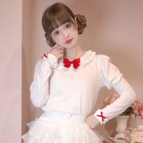 レディース【S～L】　フリルTシャツ（まゆろん×majoretty）