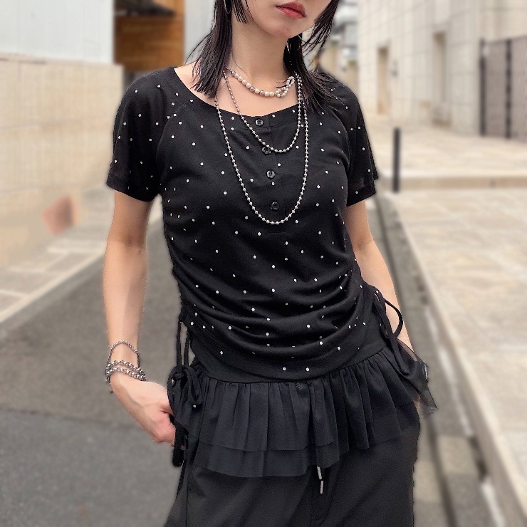 レディース ドットヘンリーTシャツ+キャミソール（Hinechi×CHIP CLIP