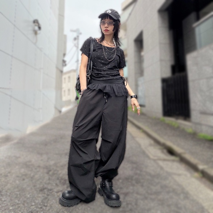 レディース ドットヘンリーTシャツ+キャミソール（Hinechi×CHIP CLIP