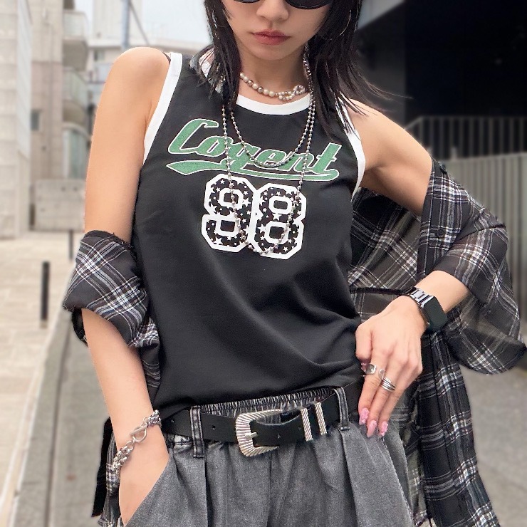 shoko アベイル　カップ付き　ロゴタンクトップ SP ブラック　グレー レディース【2L・3L】 ロゴ入りタンクトップ（Shoko×SUREVE