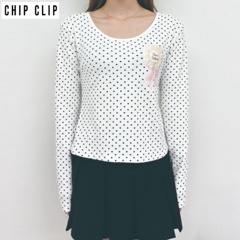 レディース　ロゼット付ドットプルオーバー（CHIP CLIP・TikTok）