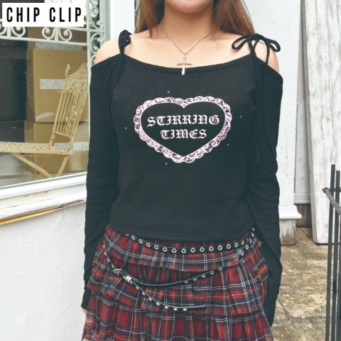 レディース　オフショルハートプルオーバー（CHIP CLIP・TikTok）