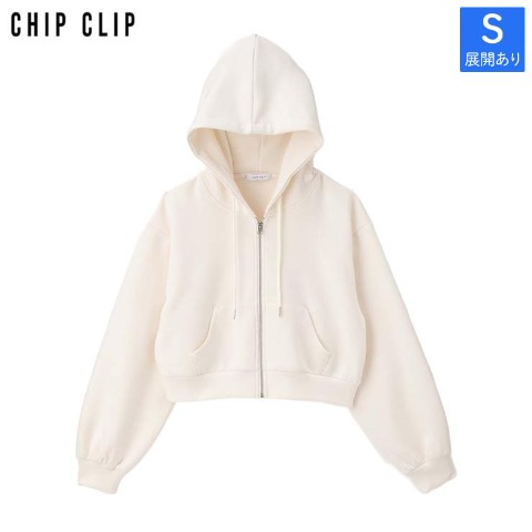 レディース【S～L】　ショート丈ジップパーカ（CHIP CLIP）