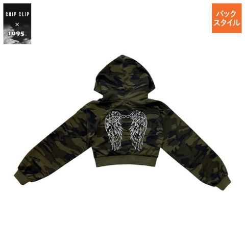 レディース　迷彩ジップパーカ（CHIP CLIP×1095.）