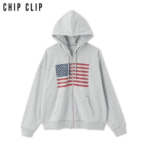 レディース　国旗柄ジップパーカ（CHIP CLIP）