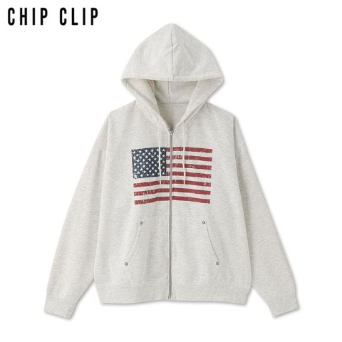 レディース　国旗柄ジップパーカ（CHIP CLIP）