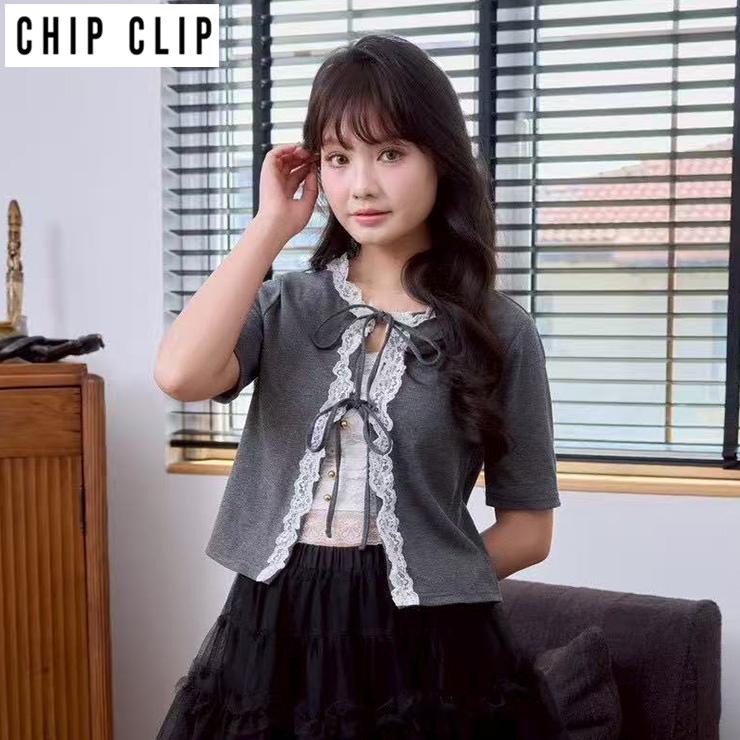 レディース レースリボンカーディガン（Kim Sua.×CHIP CLIP