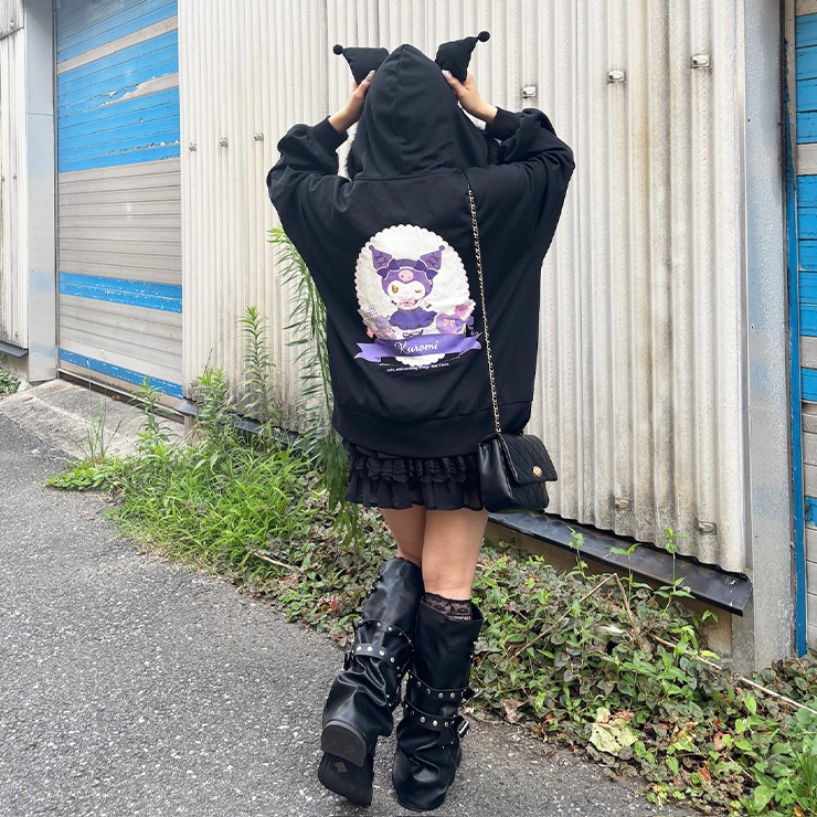 レディース 長袖ジップパーカ（クロミ×CHIP CLIP） | アベイル