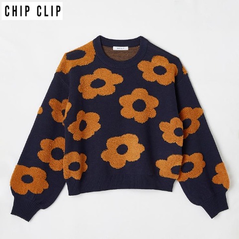 レディース　花柄ニットプルオーバー（CHIP CLIP）