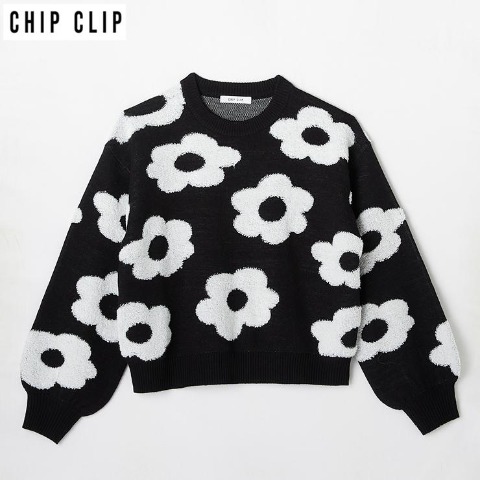 レディース　花柄ニットプルオーバー（CHIP CLIP）