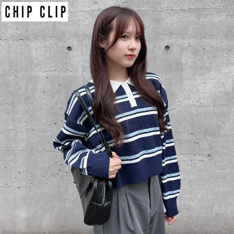 レディース　ボーダーポロプルオーバー（CHIP CLIP）