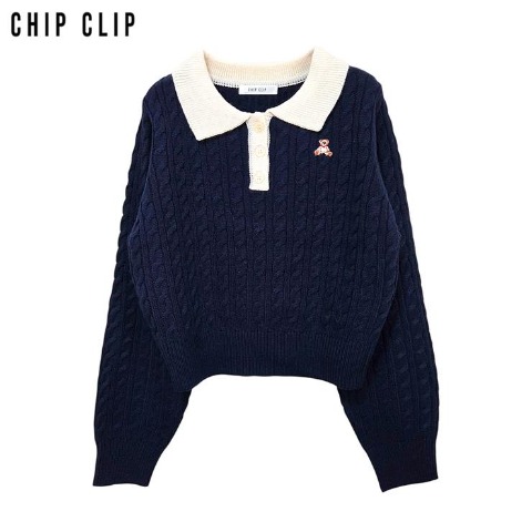 レディース　ニットポロプルオーバー（CHIP CLIP）