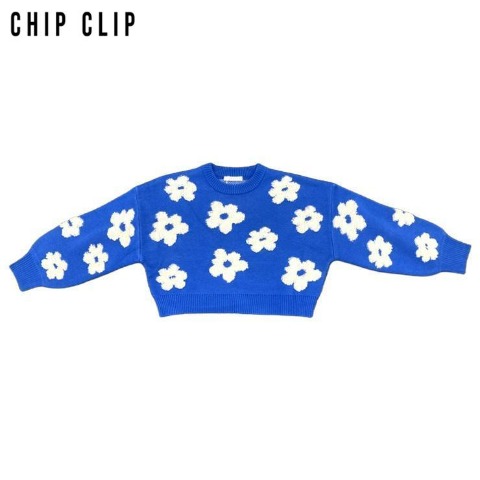 レディース　デイジー柄ニットプルオーバー（CHIP CLIP）
