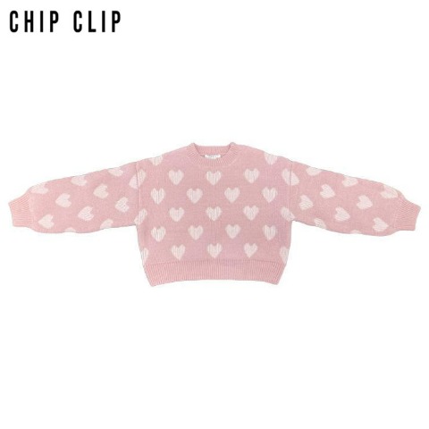 レディース　ハート柄ニットプルオーバー（CHIP CLIP）