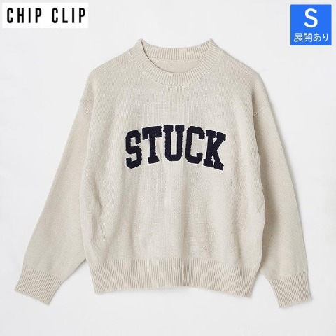 レディース【S～L】　ロゴニットプルオーバー（CHIP CLIP） アイボリー 314