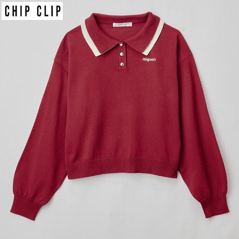 レディース　ニットポロシャツ（CHIP CLIP）