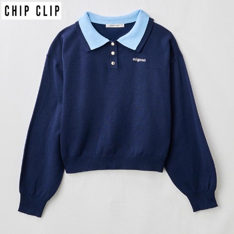 レディース　ニットポロシャツ（CHIP CLIP）