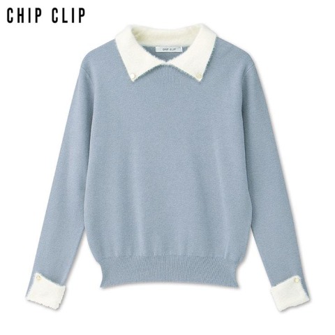 レディース　ファー襟ニットプルオーバー（CHIP CLIP）