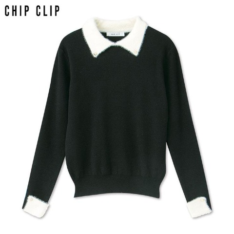 レディース　ファー襟ニットプルオーバー（CHIP CLIP）