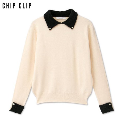 レディース　ファー襟ニットプルオーバー（CHIP CLIP）