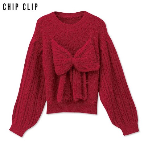 レディース　ニットプルオーバー(CHIP CLIP） ワインレッド 101